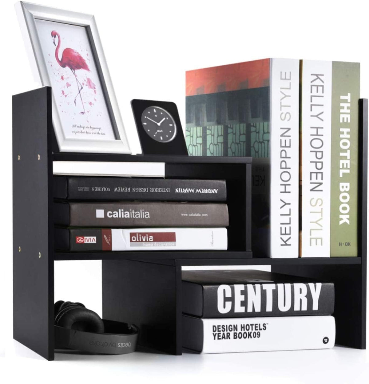 Desktop Bookshelf Desk Storage Organizer Adjustable Wood Desktop Display Shelf Rack Counter Office Storage Rack Top Bookcase - Free Style Display Natural Stand Office Supplies Desk Organizer
