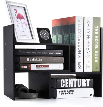 Desktop Bookshelf Desk Storage Organizer Adjustable Wood Desktop Display Shelf Rack Counter Office Storage Rack Top Bookcase - Free Style Display Natural Stand Office Supplies Desk Organizer