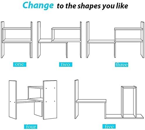 Desktop Bookshelf Desk Storage Organizer Adjustable Wood Desktop Display Shelf Rack Counter Office Storage Rack Top Bookcase - Free Style Display Natural Stand Office Supplies Desk Organizer