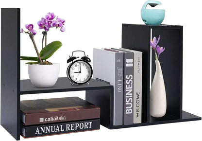 Desktop Bookshelf Desk Storage Organizer Adjustable Wood Desktop Display Shelf Rack Counter Office Storage Rack Top Bookcase - Free Style Display Natural Stand Office Supplies Desk Organizer