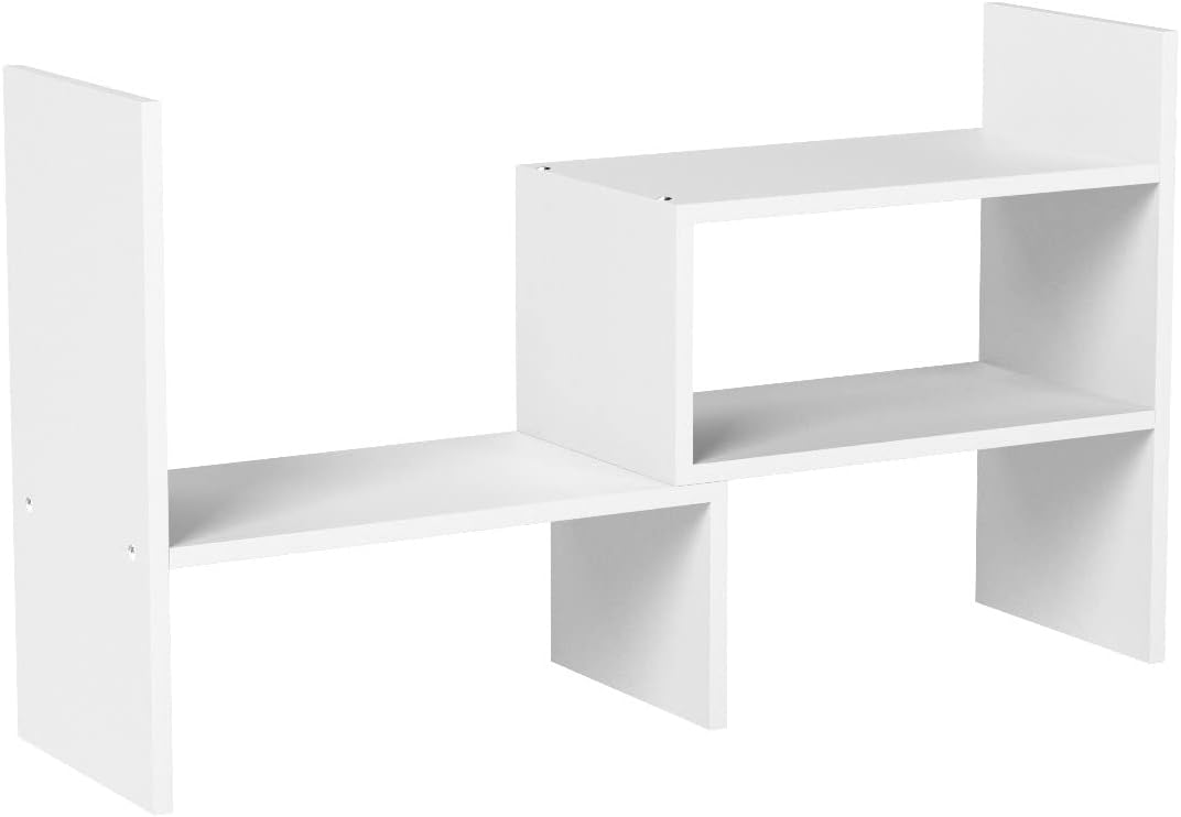 Desktop Bookshelf Desk Storage Organizer Adjustable Wood Desktop Display Shelf Rack Counter Office Storage Rack Top Bookcase - Free Style Display Natural Stand Office Supplies Desk Organizer