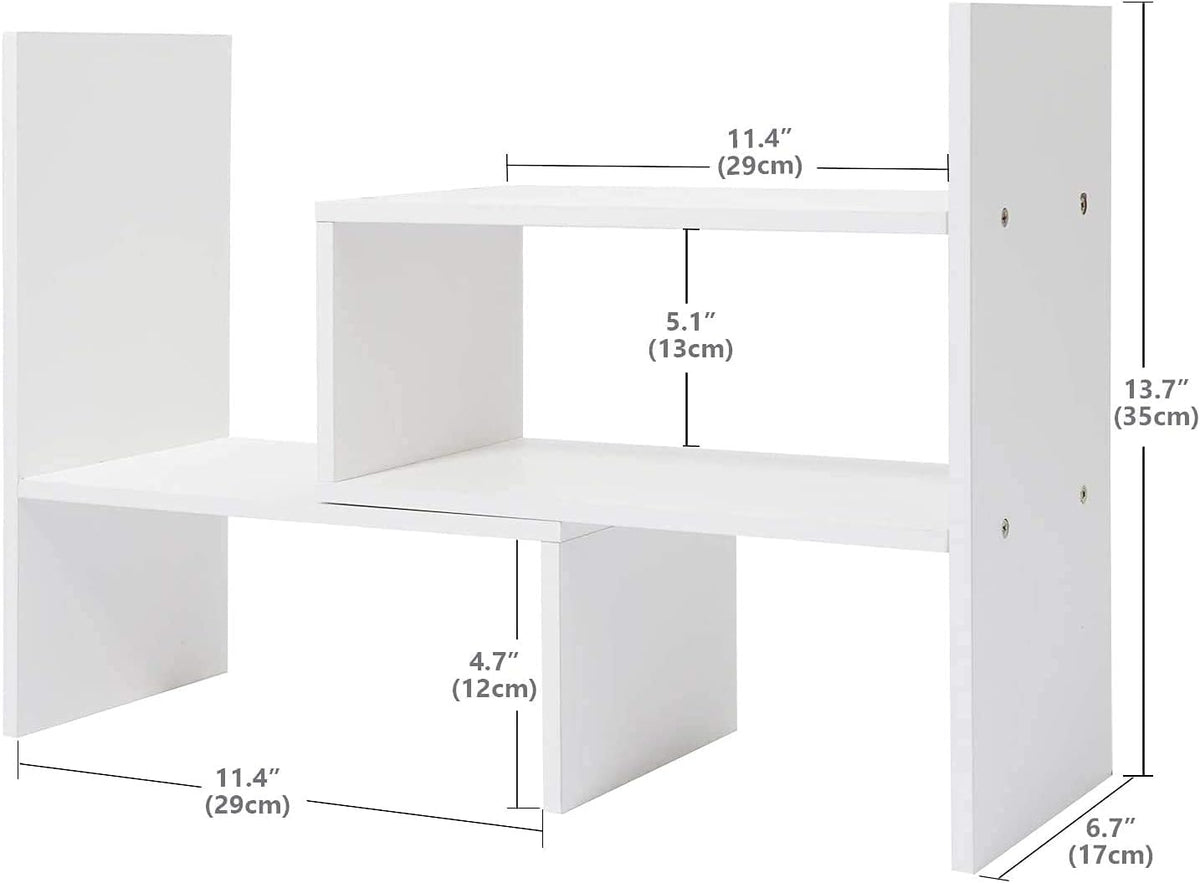 Desktop Bookshelf Desk Storage Organizer Adjustable Wood Desktop Display Shelf Rack Counter Office Storage Rack Top Bookcase - Free Style Display Natural Stand Office Supplies Desk Organizer