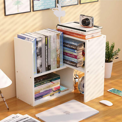 Desktop Bookshelf Desk Storage Organizer Adjustable Wood Desktop Display Shelf Rack Counter Office Storage Rack Top Bookcase - Free Style Display Natural Stand Office Supplies Desk Organizer