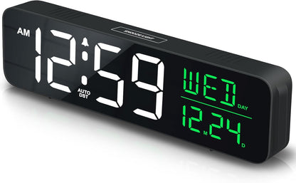 Large Display Digital Alarm Clock for Bedroom with Date Day of Week