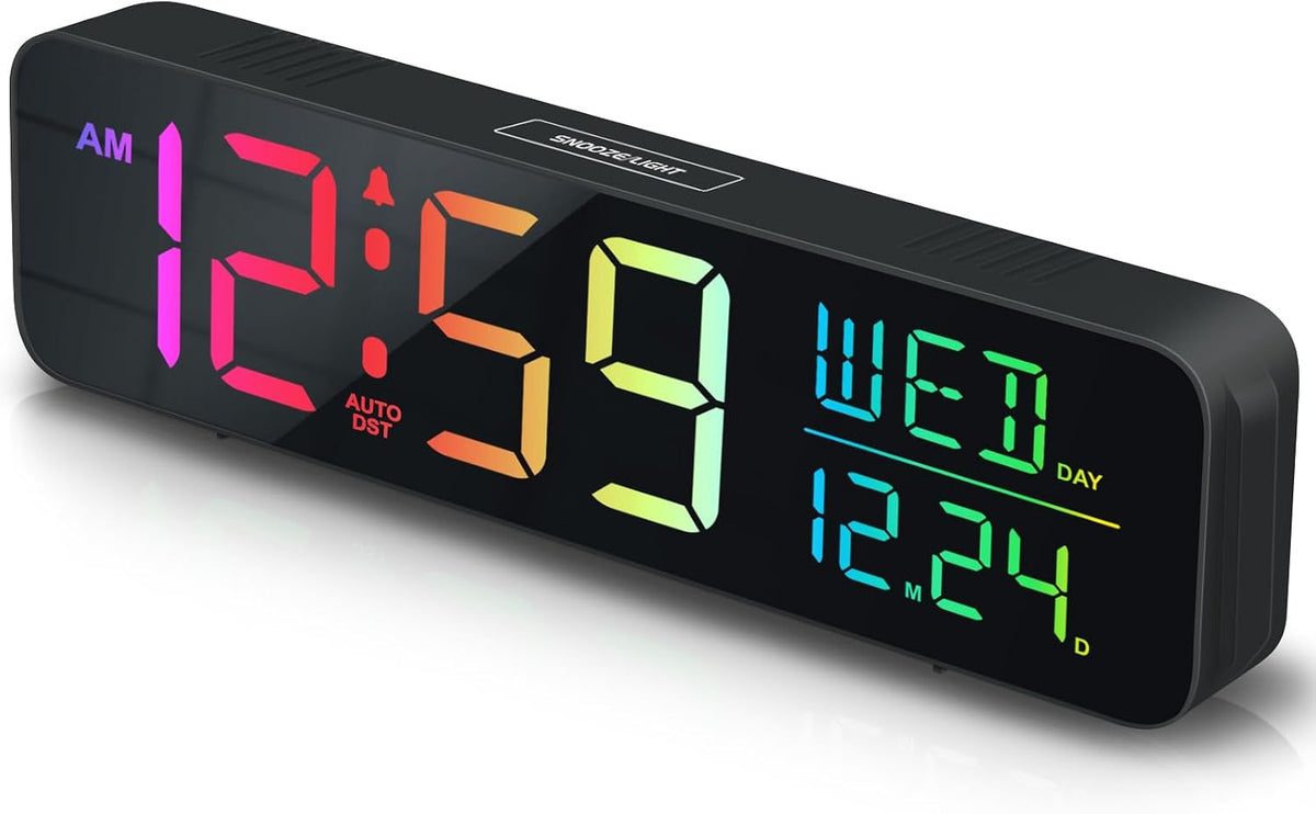 Large Display Digital Alarm Clock for Bedroom with Date Day of Week