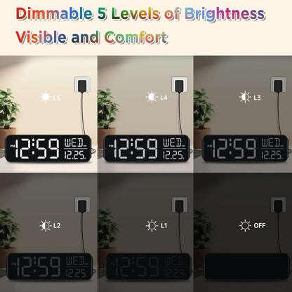 Large Display Digital Alarm Clock for Bedroom with Date Day of Week