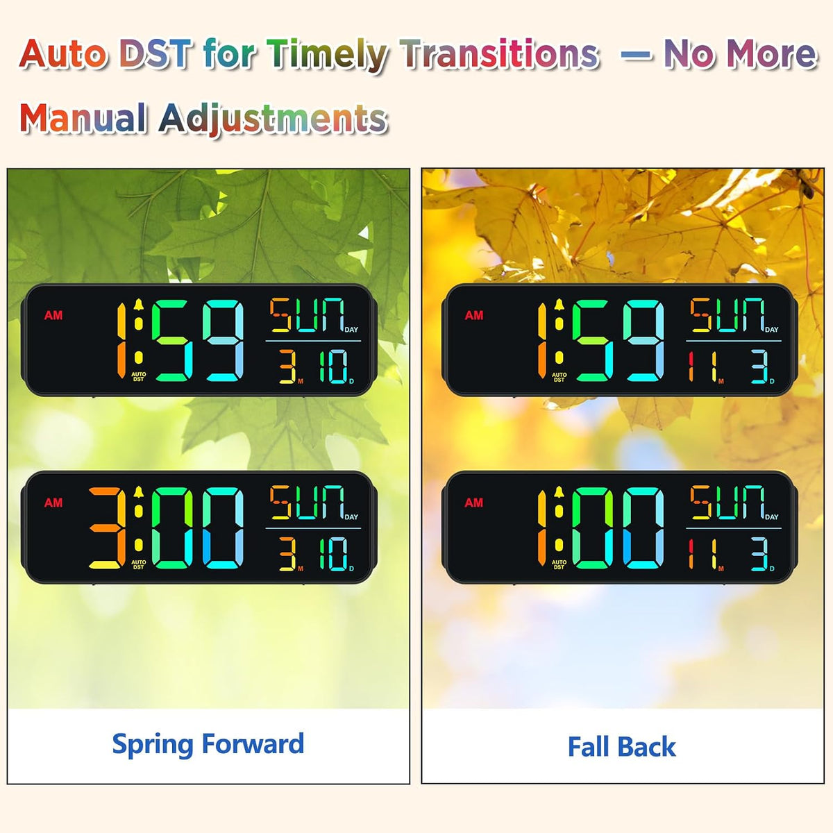 Large Display Digital Alarm Clock for Bedroom with Date Day of Week