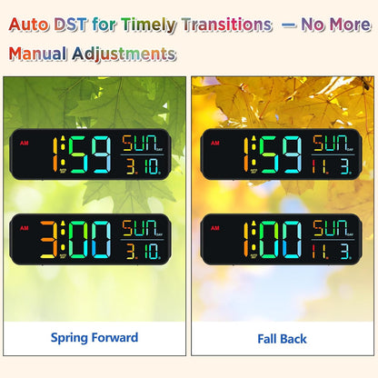 Large Display Digital Alarm Clock for Bedroom with Date Day of Week