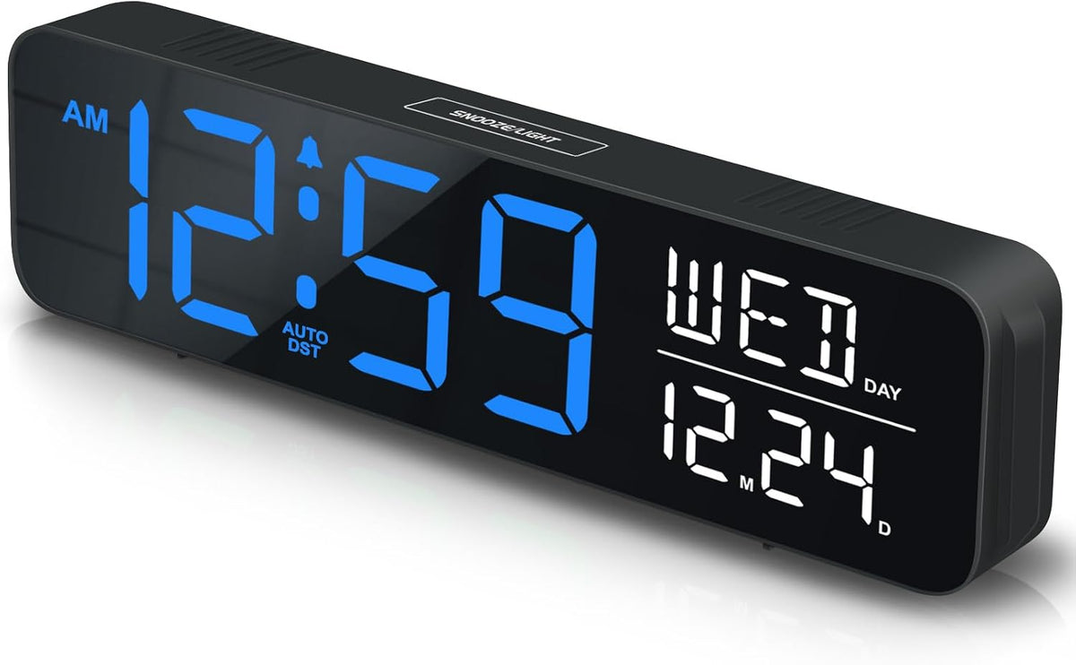 Large Display Digital Alarm Clock for Bedroom with Date Day of Week