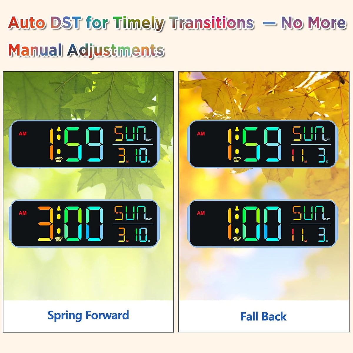 Large Display Digital Alarm Clock for Bedroom with Date Day of Week