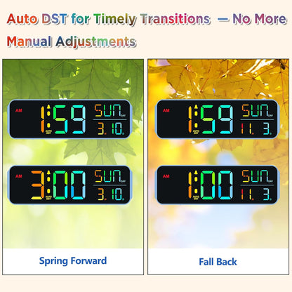 Large Display Digital Alarm Clock for Bedroom with Date Day of Week