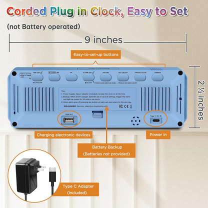 Large Display Digital Alarm Clock for Bedroom with Date Day of Week