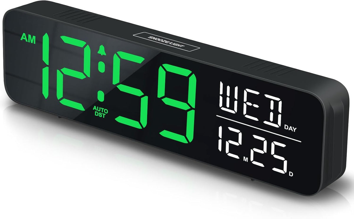 Large Display Digital Alarm Clock for Bedroom with Date Day of Week