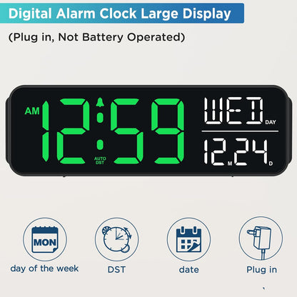 Large Display Digital Alarm Clock for Bedroom with Date Day of Week