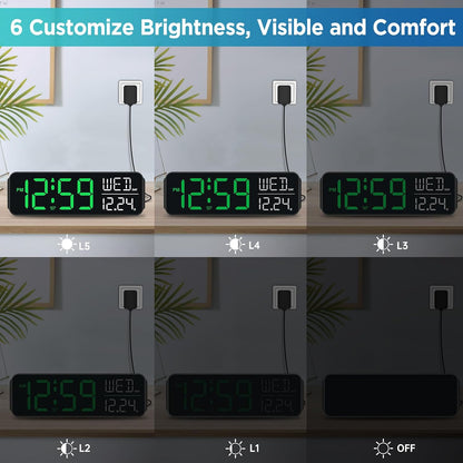 Large Display Digital Alarm Clock for Bedroom with Date Day of Week
