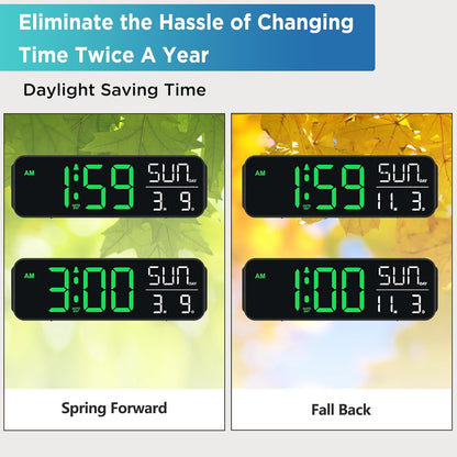 Large Display Digital Alarm Clock for Bedroom with Date Day of Week