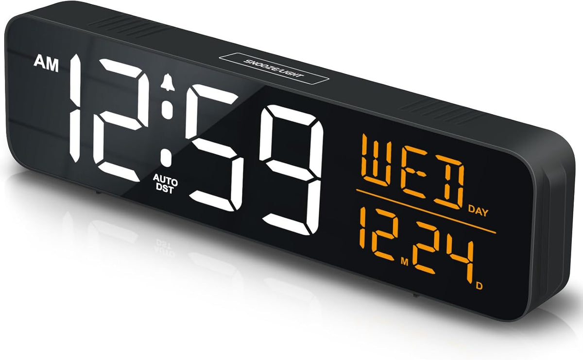 Large Display Digital Alarm Clock for Bedroom with Date Day of Week
