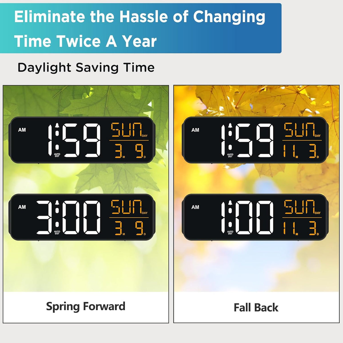 Large Display Digital Alarm Clock for Bedroom with Date Day of Week