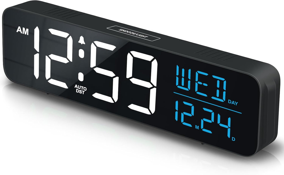 Large Display Digital Alarm Clock for Bedroom with Date Day of Week