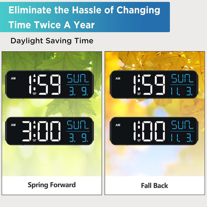 Large Display Digital Alarm Clock for Bedroom with Date Day of Week