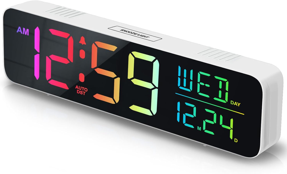 Large Display Digital Alarm Clock for Bedroom with Date Day of Week