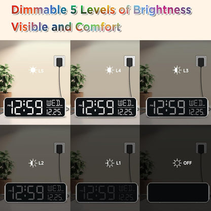 Large Display Digital Alarm Clock for Bedroom with Date Day of Week