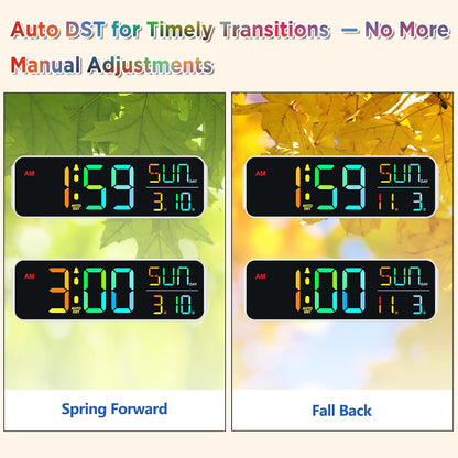 Large Display Digital Alarm Clock for Bedroom with Date Day of Week