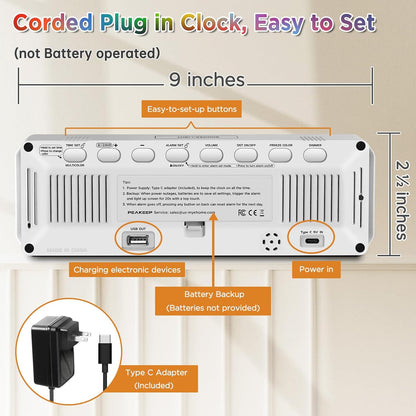 Large Display Digital Alarm Clock for Bedroom with Date Day of Week