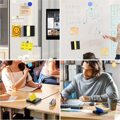 Sticky Note Dispenser, Magnetic Sticky Note Holder for Sticky Notes, 3 x 3 Inch Sticky Note Organizer for Office Home Classroom, Black