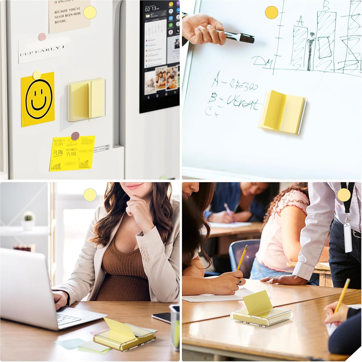 Sticky Note Dispenser, Magnetic Sticky Note Holder for Sticky Notes, 3 x 3 Inch Sticky Note Organizer for Office Home Classroom, Black