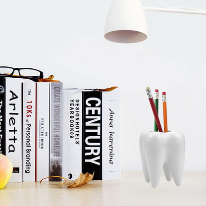 Small Ceramic Succulent Pots - 3" Teeth Shape Planters Indoor & Outdoor for Succulents and Herbs, Perfect as Planters, Toothbrush Holder, Pen Holder or Dentist Gifts
