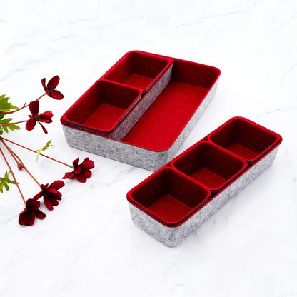 8pc Nordic Felt Desk Drawer Organizer Tray Beige Oatmeal Storage Bin