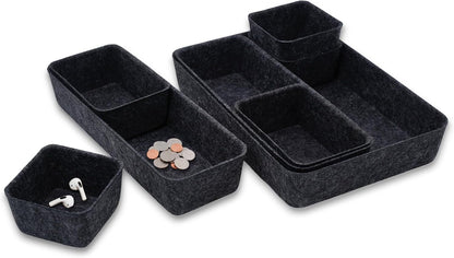 8pc Nordic Felt Desk Drawer Organizer Tray Beige Oatmeal Storage Bin