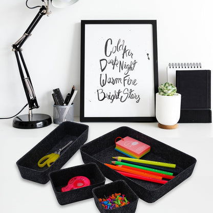 8pc Nordic Felt Desk Drawer Organizer Tray Beige Oatmeal Storage Bin