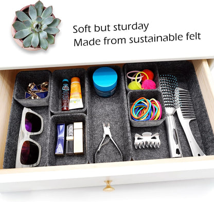 8pc Nordic Felt Desk Drawer Organizer Tray Beige Oatmeal Storage Bin
