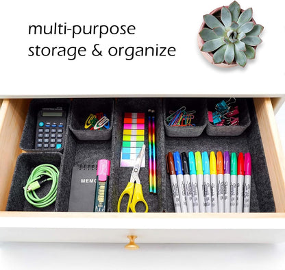8pc Nordic Felt Desk Drawer Organizer Tray Beige Oatmeal Storage Bin