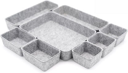 8pc Nordic Felt Desk Drawer Organizer Tray Beige Oatmeal Storage Bin