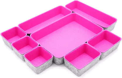8pc Nordic Felt Desk Drawer Organizer Tray Beige Oatmeal Storage Bin