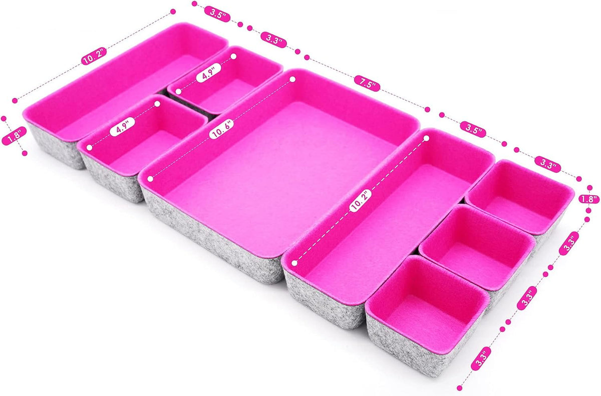 8pc Nordic Felt Desk Drawer Organizer Tray Beige Oatmeal Storage Bin