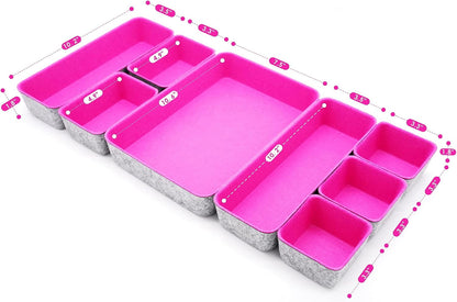 8pc Nordic Felt Desk Drawer Organizer Tray Beige Oatmeal Storage Bin