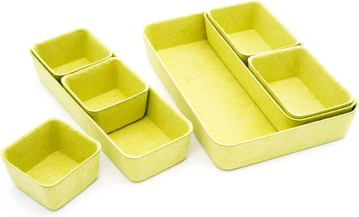 8pc Nordic Felt Desk Drawer Organizer Tray Beige Oatmeal Storage Bin