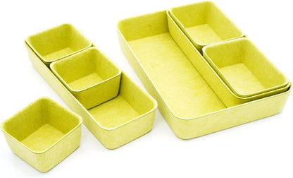 8pc Nordic Felt Desk Drawer Organizer Tray Beige Oatmeal Storage Bin