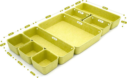 8pc Nordic Felt Desk Drawer Organizer Tray Beige Oatmeal Storage Bin