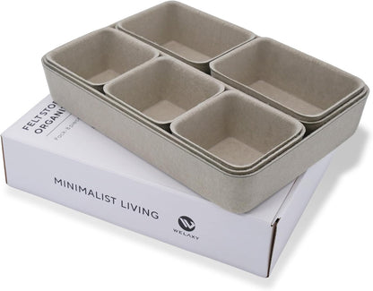 8pc Nordic Felt Desk Drawer Organizer Tray Beige Oatmeal Storage Bin