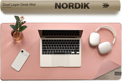 Nordik Felt and Leather Desk Mat - Dual Layer True Black 35 x 17 in