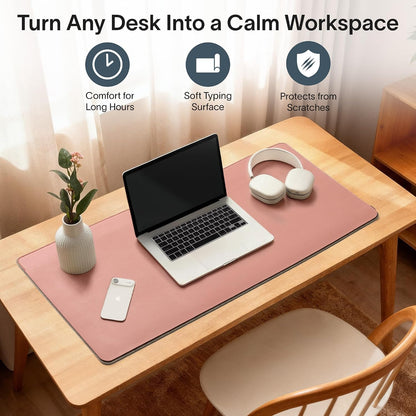 Nordik Felt and Leather Desk Mat - Dual Layer True Black 35 x 17 in
