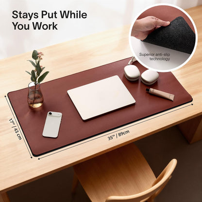 Nordik Felt and Leather Desk Mat - Dual Layer True Black 35 x 17 in