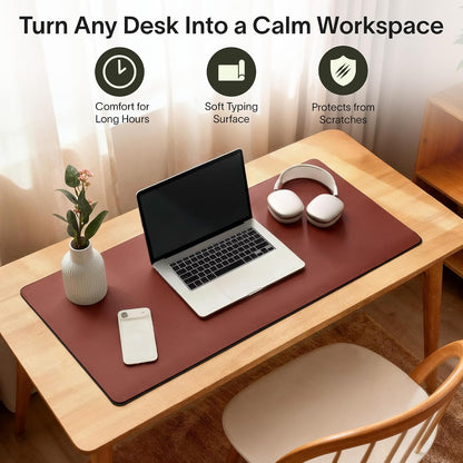 Nordik Felt and Leather Desk Mat - Dual Layer True Black 35 x 17 in