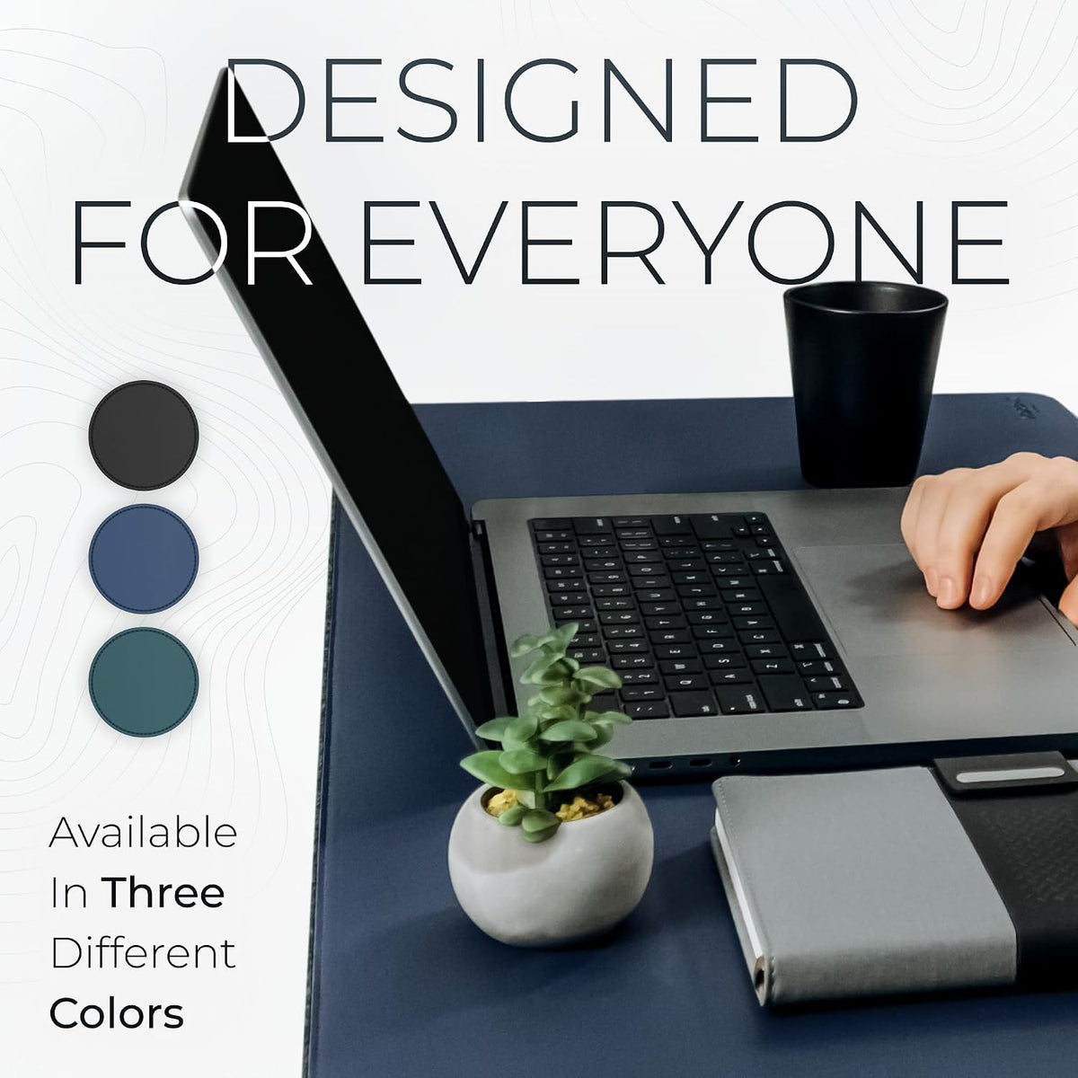Nordik Felt and Leather Desk Mat - Dual Layer True Black 35 x 17 in