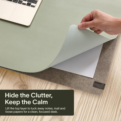 Nordik Felt and Leather Desk Mat - Dual Layer True Black 35 x 17 in